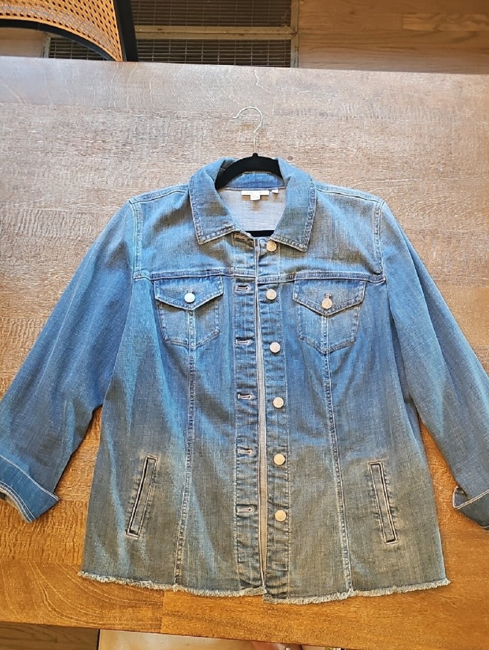 Chico's Light Blue Denim Jacket with Button Front - Picture 2 of 7